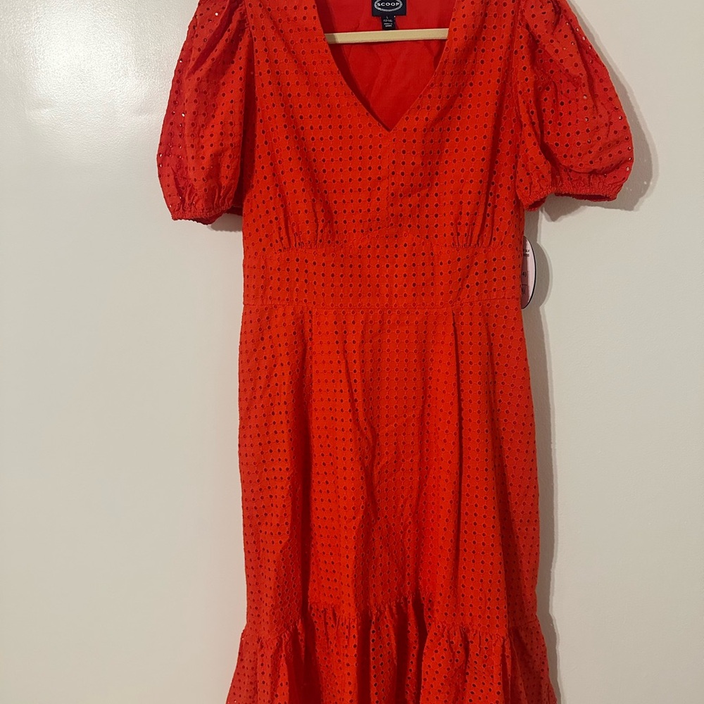 Scoop NYC Vibrant Red Midi Dress
